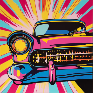 数字艺术 标题为“Neon comic car 2” 由Nicola Schmid, 原创艺术品, AI生成的图像