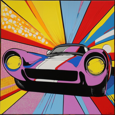 数字艺术 标题为“Neon comic car 3” 由Nicola Schmid, 原创艺术品, AI生成的图像