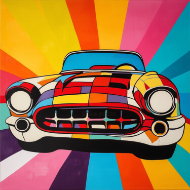 数字艺术 标题为“Neon comic car 4” 由Nicola Schmid, 原创艺术品, AI生成的图像