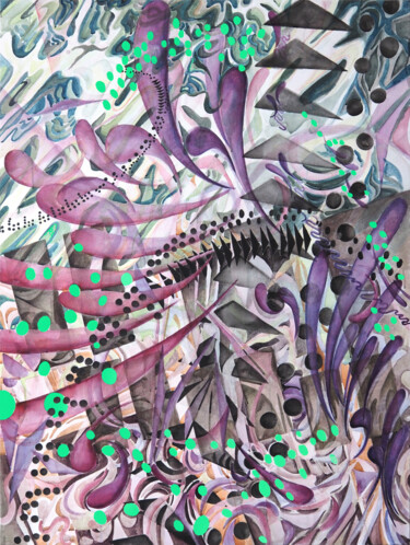 绘画 标题为“Electric Touch” 由Laura Sobrado, 原创艺术品, 丙烯 安装在其他刚性面板上