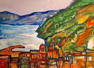 제목이 "Town  ​​under the g…"인 미술작품 Alexey Zhucovsky로, 원작, 수채화