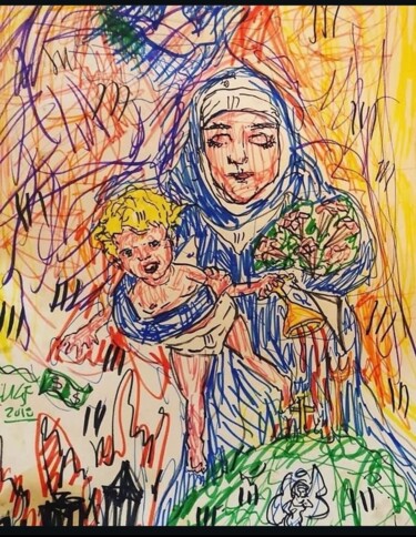 Desenho intitulada "The secret of Fatim…" por Guillaume Grenier-Fontaine, Obras de arte originais, Marcador