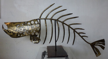 Sculpture intitulée "Ethnie" par Michel, Œuvre d'art originale, Métaux Monté sur Métal