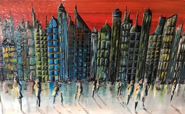 Peinture intitulée "City 4" par Michel, Œuvre d'art originale, Acrylique Monté sur Châssis en bois