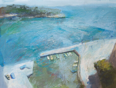 제목이 "View of the port"인 미술작품 Mariia Kurbatova로, 원작, 구아슈