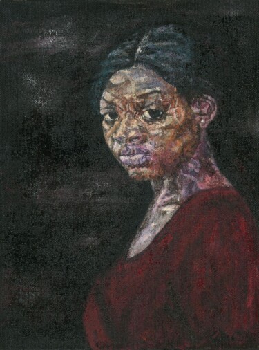 Girl with a pearl earring Painting titled "Girl with a pearl e…" by G.D.C., Original Artwork, Oil Mounted on Cardboard