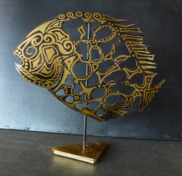 Sculpture intitulée "Ethnie2" par Michel, Œuvre d'art originale, Métaux Monté sur Métal