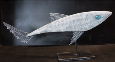 Sculpture intitulée "Marbre aux yeux ble…" par Michel, Œuvre d'art originale, Pierre