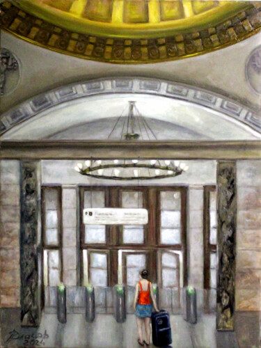 Pittura intitolato "Покорительница Моск…" da Viacheslav Vlasov, Opera d'arte originale, Olio