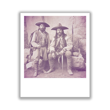 数字艺术 标题为“CANGACEIROS” 由Josep Domènech, 原创艺术品, AI生成的图像 安装在纸板上