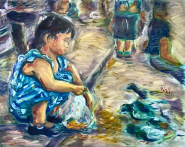 绘画 标题为“La petite fille aux…” 由Dimitri Vincent, 原创艺术品, 油