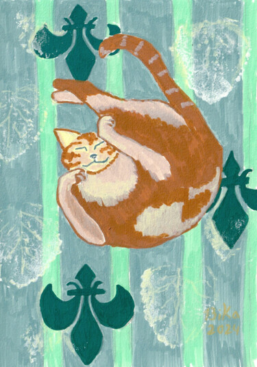 Schilderij getiteld "Cat #02" door Viktoriia Slavinska, Origineel Kunstwerk, Acryl