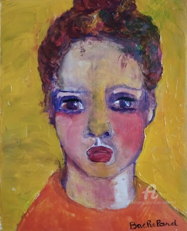제목이 "Portrait d'Enfant"인 미술작품 Nicole Bachelard로, 원작, 기름 나무 들것 프레임에 장착됨