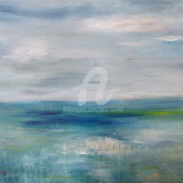 Malerei mit dem Titel "Eaux vertes 2" von Pjc, Original-Kunstwerk, Öl Auf Keilrahmen aus Holz montiert