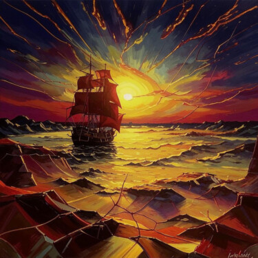 Цифровое искусство под названием "Sunset 4.0" - Elmir Tatar, Подлинное произведение искусства, Изображение, сгенерированное…