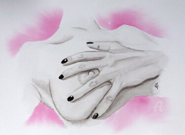 Schilderij getiteld "Octobre rose III" door Emilie Denis, Origineel Kunstwerk, Aquarel