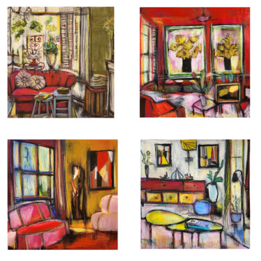 Painting titled "Intérieurs d'automn…" by Muriel Cayet, Original Artwork, Pencil