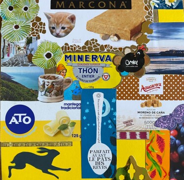Collages intitulée "Cadaquès" par Valerie Noble Val, Œuvre d'art originale, Collages Monté sur Carton