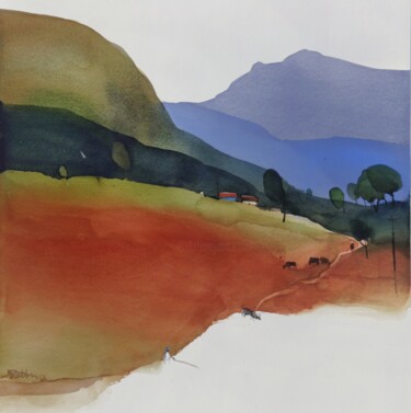 Painting titled "Composing few colou…" by Prashant Prabhu, Original Artwork, Watercolor