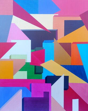 Painting titled "Il castello di vetro" by Stefano Tomasi, Original Artwork, Acrylic Mounted on Wood Stretcher frame