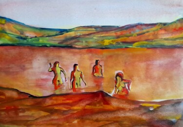 绘画 标题为“Swimming in the eve…” 由Alexey Zhucovsky, 原创艺术品, 水彩