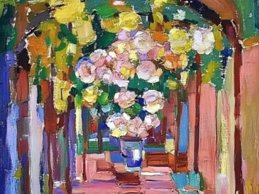 数字艺术 标题为“Roses In A Vase” 由Elena Avanesova, 原创艺术品, 数字油画