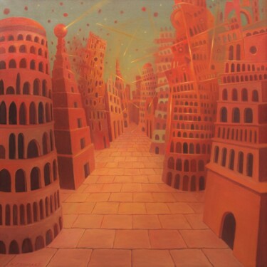绘画 标题为“"Babel City"” 由Xavier Froissart, 原创艺术品, 油