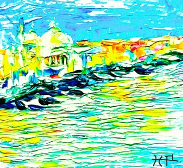Schilderij getiteld "VENISE - GRAND CANA…" door Patrick Hesnard, Origineel Kunstwerk, Olie