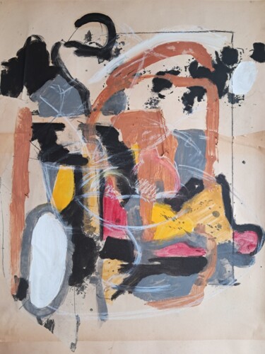 Peinture intitulée "coupe de fruits sur…" par Martin Jobert, Œuvre d'art originale, Acrylique