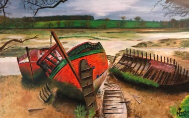 Peinture intitulée "Épave Bretonne" par Nictoo, Œuvre d'art originale, Acrylique