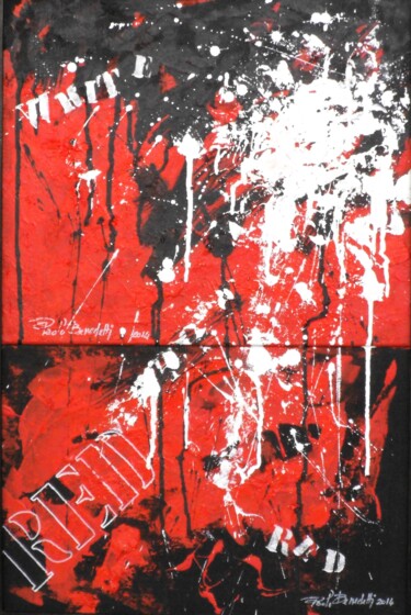 Painting titled "DNA Redand White (d…" by Paolo Benedetti, Original Artwork, Acrylic Mounted on Wood Panel