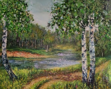 Painting titled "На закате" by Svetlana Dushina, Original Artwork, Oil