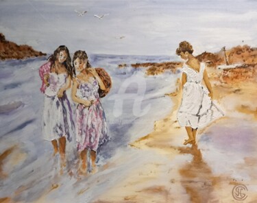 Peinture intitulée "BORD DE MER" par Jc C-S ' Art, Œuvre d'art originale, Huile Monté sur Châssis en bois
