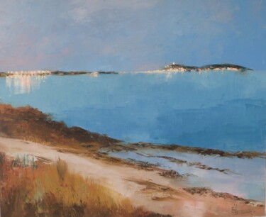 Peinture intitulée "Etang de Thau" par Eve Hernandez, Œuvre d'art originale, Huile Monté sur Châssis en bois