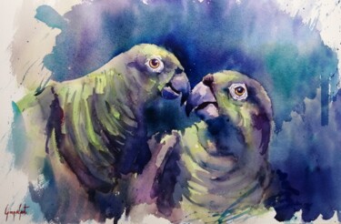 Peinture intitulée "parrot 7" par Giorgio Gosti, Œuvre d'art originale, Aquarelle