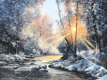 Pittura intitolato "The Golden River of…" da Sergey Miqayelya, Opera d'arte originale, Olio Montato su Telaio per barella in…