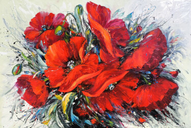 Red Elegance Pittura intitolato "Red Elegance" da Marietta Martirosyan, Opera d'arte originale, Olio Montato su Telaio per barella in leg…