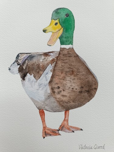 绘画 标题为“Le canard” 由Victoria Girerd, 原创艺术品, 水彩