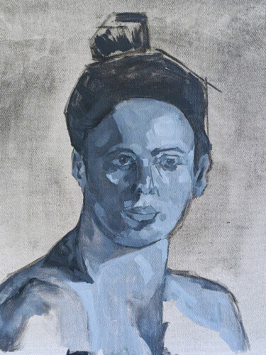 Peinture intitulée "Portrait étude I (g…" par Mickael Popowycz, Œuvre d'art originale, Huile Monté sur Châssis en bois