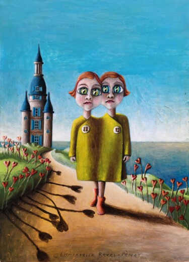 Peinture intitulée "L'Amie de coeur" par Emmanuelle Pellet, Œuvre d'art originale, Acrylique Monté sur Carton
