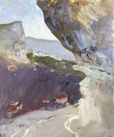 Peinture intitulée "Вечерело. Ущелье" par Marina Berezina, Œuvre d'art originale, Huile Monté sur Panneau de bois