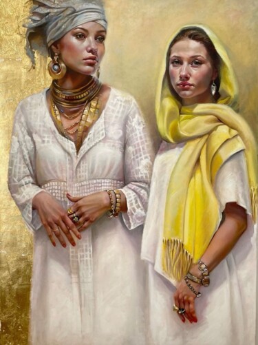 Schilderij getiteld "Oriental Beauties" door Tatiana Korzina, Origineel Kunstwerk, Olie Gemonteerd op Houten paneel