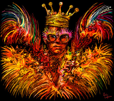 Arts numériques intitulée "Sir Elton John" par Eric Lapierre, Œuvre d'art originale, Peinture numérique Monté sur Aluminium