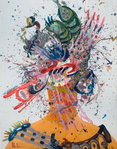 Painting titled "Deformed heads, Lad…" by Po.L., Original Artwork, Acrylic Mounted on Wood Stretcher frame