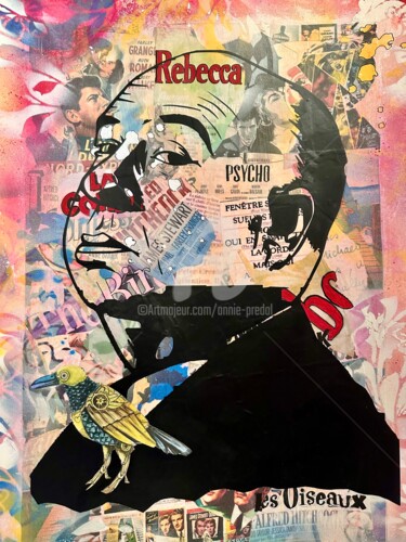 Collages intitulée "Hitchcock" par Annie Predal, Œuvre d'art originale, Collages