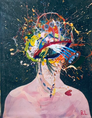 Painting titled "Face. Do you see th…" by Po.L., Original Artwork, Acrylic Mounted on Wood Stretcher frame