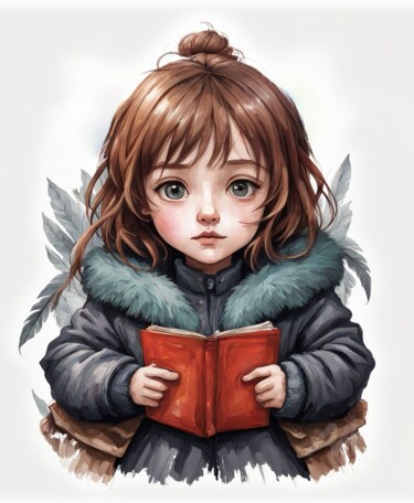 图画 标题为“Girl with a book” 由Ольга Макарова, 原创艺术品, 水彩