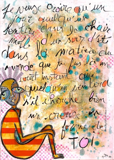 绘画 标题为“Que tu fus là” 由Roger.M, 原创艺术品, 丙烯 安装在木质担架架上