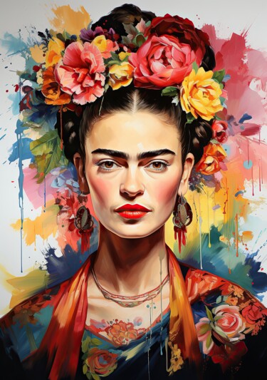 Frida Kahlo "Durch Frida’s Augen: Die Welt in tausend Tönen" Arte digital titulada "Frida Kahlo "Durch…" por Niklas Horstmann, Obra de arte original, Imagen generada por IA