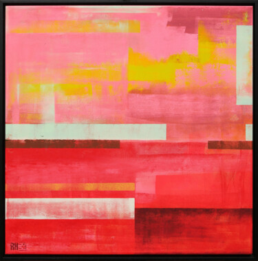 Schilderij getiteld "Untitled in red" door Ronald Hunter, Origineel Kunstwerk, Acryl Gemonteerd op Frame voor houten brancard